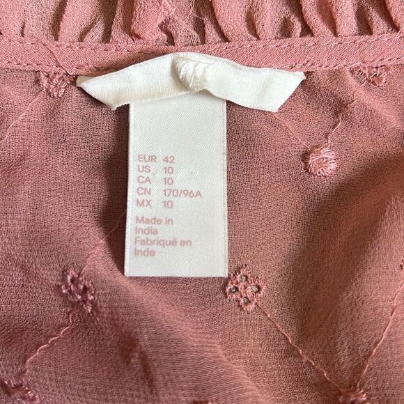 H&M Size 10 Pink Long Sleeve Ruffled Button Down Top Blouse - Picture 7 of 8